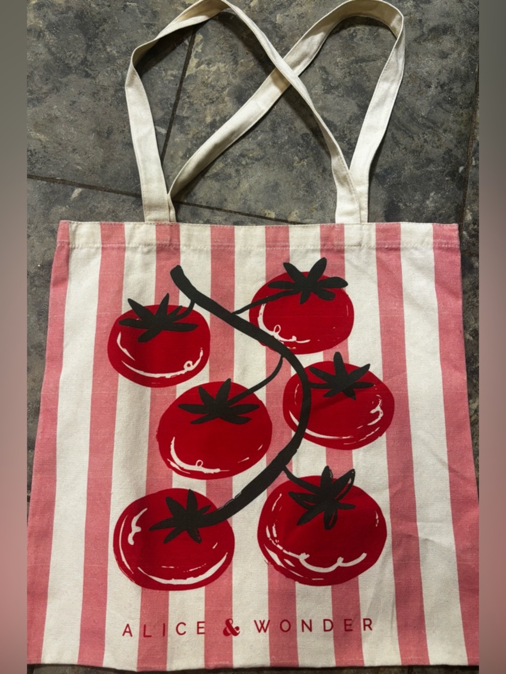 New Alice & Wonder Chicago Pink Red Tomatoes Canvas Tote Bag